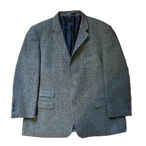 Donegal Tweed Magee Mens Blazer Sport‎ Coat Jacket Blue Herringbone 46 Short